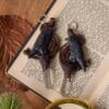 Kolczyki z krukiem i kryształem górskim (Unique Fantasy Objects)