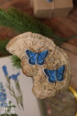 Kolczyki z rzeźbą motyla modraszek arion (Unique Fantasy Objects)