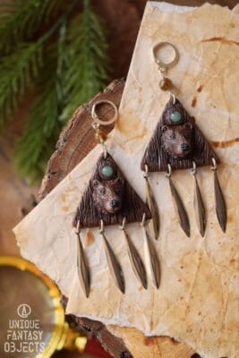 Kolczyki z niedźwiedziem i awenturynem (Unique Fantasy Objects)