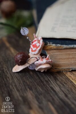 Kolczyki ślimaków w kapeluszu muchomora (Unique Fantasy Objects)