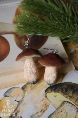 Kolczyki z rzeźbą borowika (Unique Fantasy Objects)