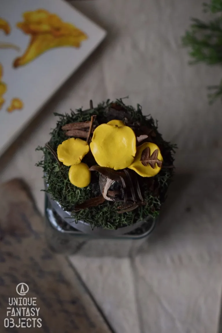 Słoiczek na zioła ozdobiony kurkami (Unique Fantasy Objects)