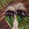 Kolczyki z niedźwiedziem i agatem mszystym (Unique Fantasy Objects)