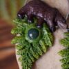 Kolczyki z niedźwiedziem i agatem mszystym (Unique Fantasy Objects)
