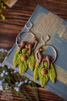 Kolczyki z sarnami i piaskowcem (Unique Fantasy Objects)