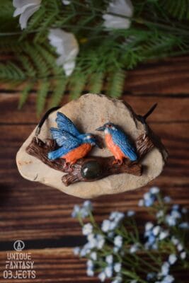 Naszyjnik z zimorodkiem i labradorytem (Unique Fantasy Objects)