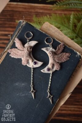 Kolczyki z płomykówkami i ametystem (Unique Fantasy Objects)