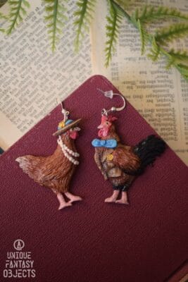 Kolczyki z kurą i kogutem (Unique Fantasy Objects)