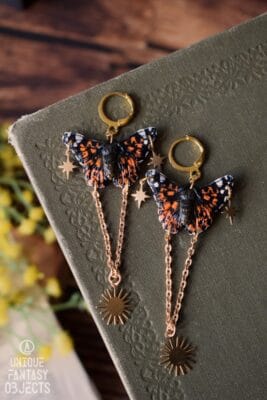 Kolczyki z rzeźbą motyla rusałka osetnik (Unique Fantasy Objects)