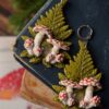 Kolczyki z muchomorami, paprocią i kryształem górskim (Unique Fantasy Objects)