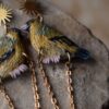 Kolczyki z rzeźbą trznadla i łańcuszkami (Unique Fantasy Objects)
