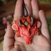 Baśniowy naszyjnik z czerwonym duszkiem i unakitem (Unique Fantasy Objects)