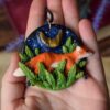 Naszyjnik z lisem na tle nieba i tygrysim okiem (Unique Fantasy Objects)