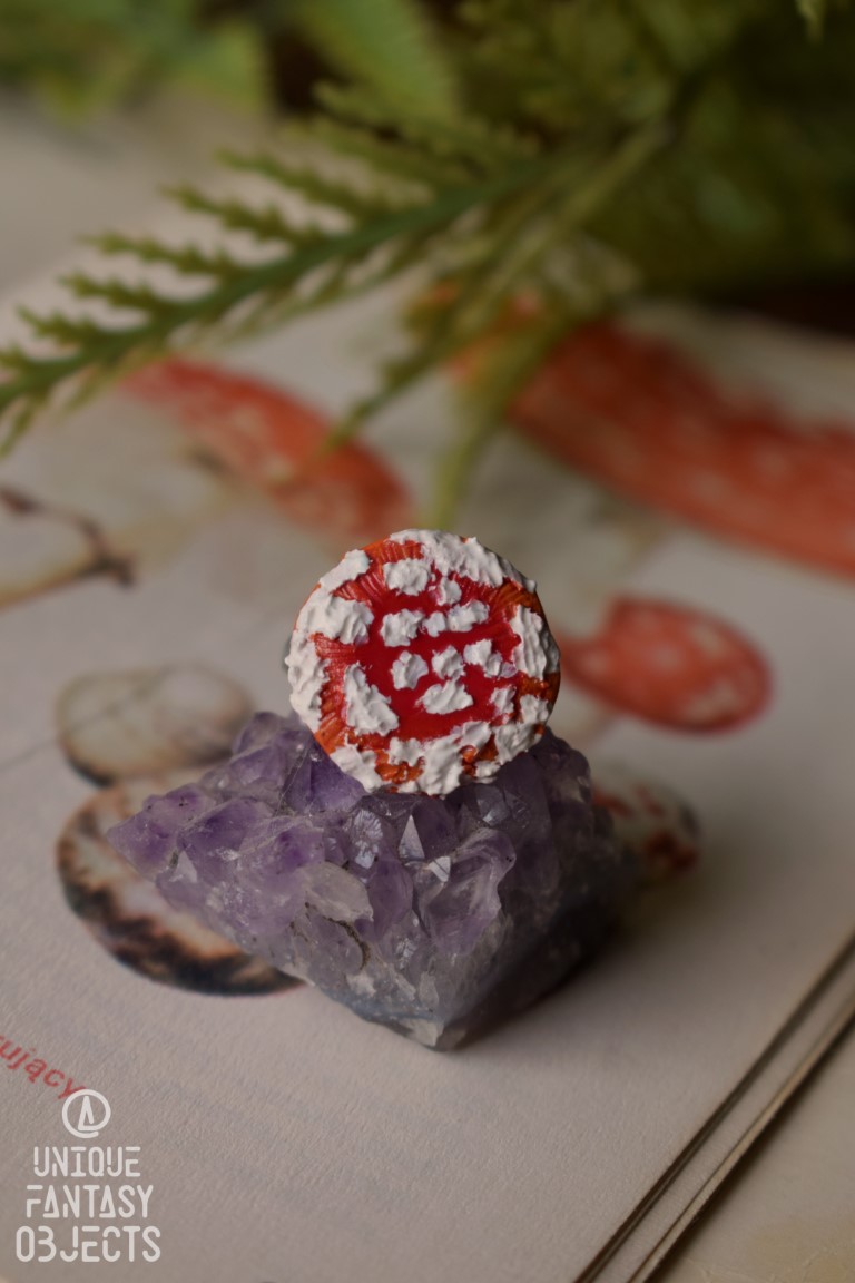 Regulowany pierścionek z kapeluszem muchomora (Unique Fantasy Objects)
