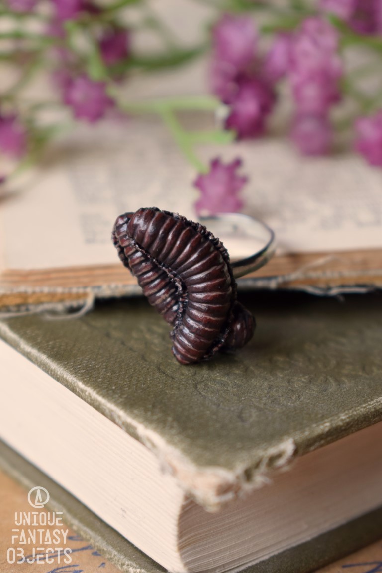 Regulowany pierścionek z rzeźbą krocionoga (Unique Fantasy Objects)