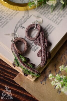 Kolczyki z samcem i samicą jaszczurki zwinki (Unique Fantasy Objects)
