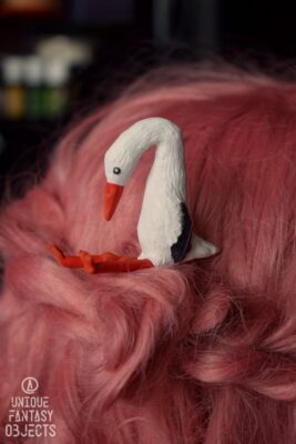 Wsuwka do włosów z bocianem (Unique Fantasy Objects)