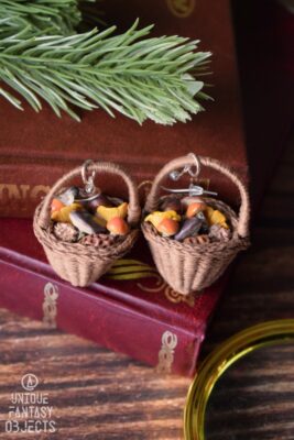 Kolczyki z koszykami pełnymi leśnych grzybów (Unique Fantasy Objects)