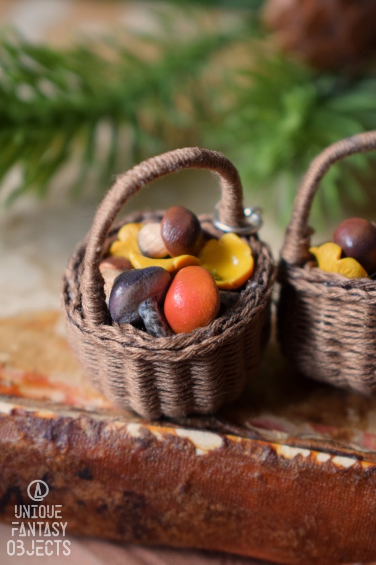 Kolczyki z koszykami pełnymi leśnych grzybków Kolczyki z koszykami pełnymi leśnych grzybków (Unique Fantasy Objects)