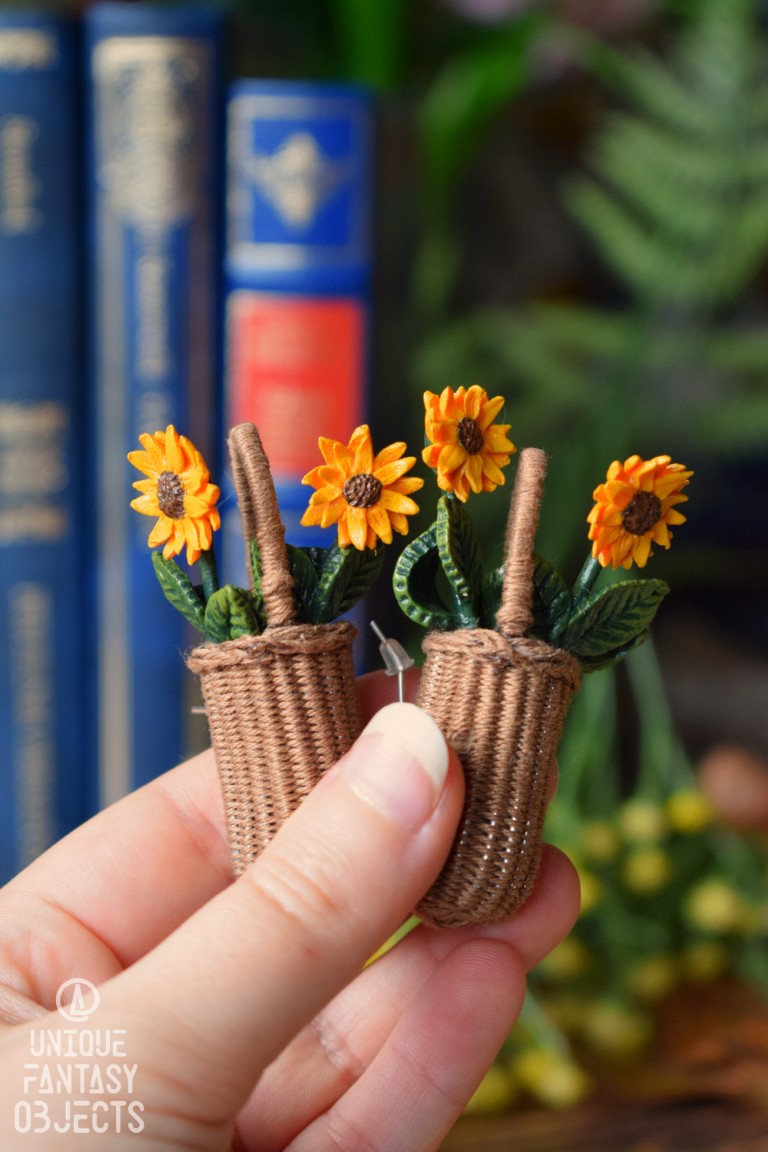 Kolczyki ze słonecznikami w koszyczku Kolczyki ze słonecznikami w koszyczku (Unique Fantasy Objects)