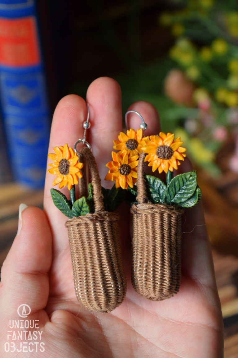 Kolczyki ze słonecznikami w koszyczku Kolczyki ze słonecznikami w koszyczku (Unique Fantasy Objects)