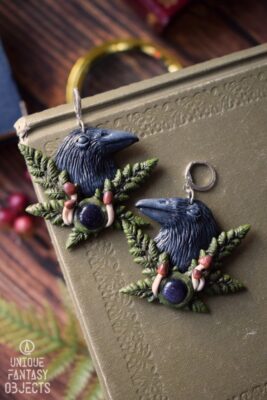 Kolczyki z krukiem i nocą Kairu (Unique Fantasy Objects)