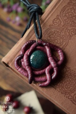 Naszyjnik z dżdżownicami i agatem mszystym (Unique Fantasy Objects)