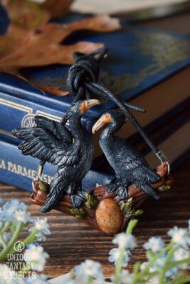 Naszyjnik z kormoranami i jaspisem krajobrazowym (Unique Fantasy Objects)
