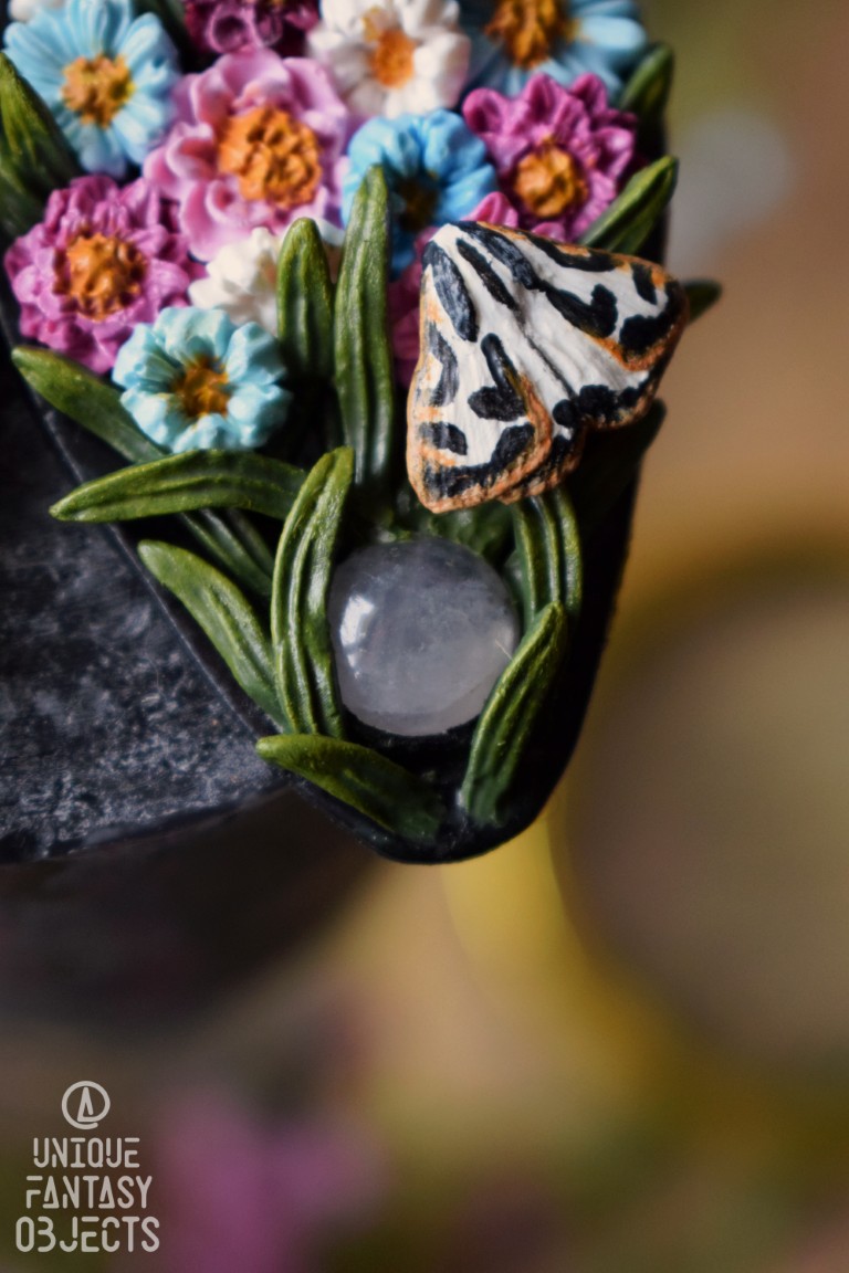 Kolczyki z kwiatami i kwarcem różowym (Unique Fantasy Objects)