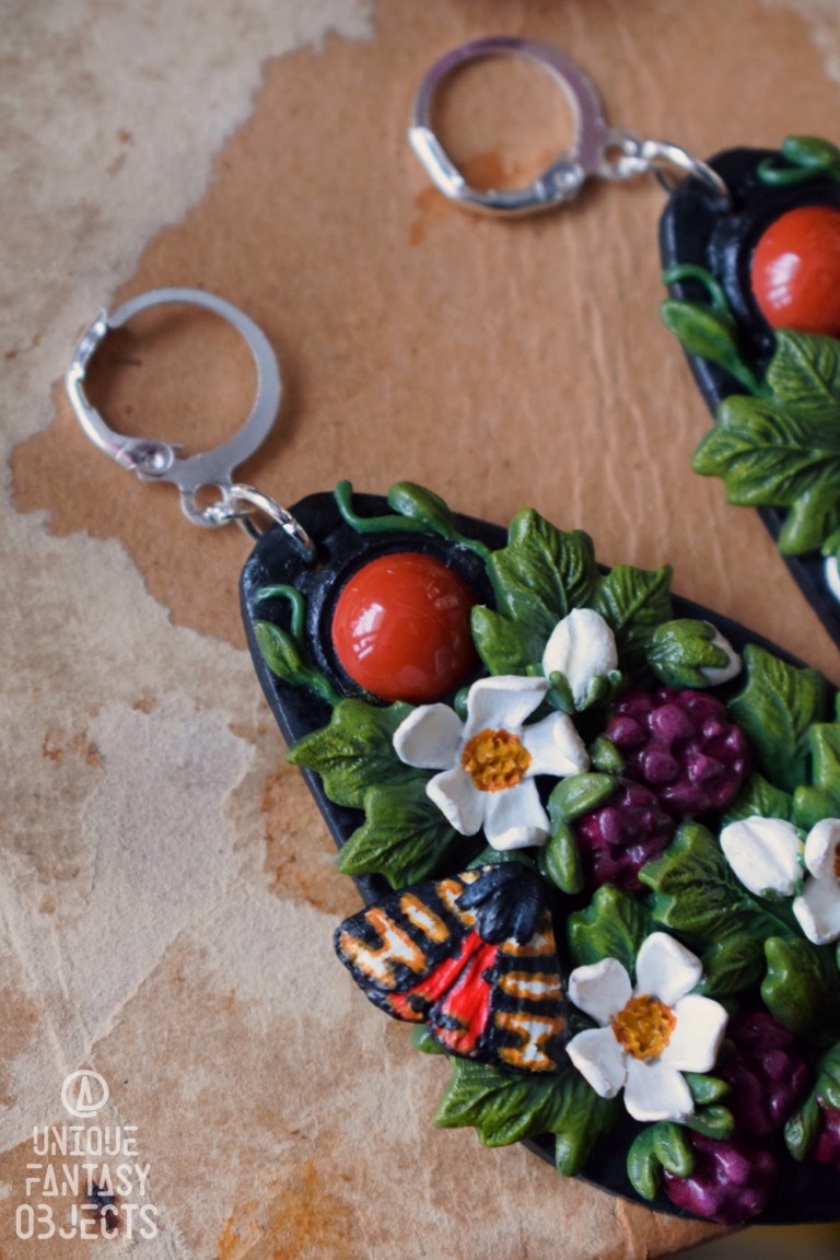 Kolczyki z malinami i mokaitem (Unique Fantasy Objects)