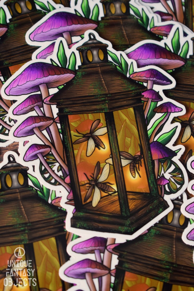 Naklejka z lampionem z grzybami Naklejka z lampionem z grzybami (Unique Fantasy Objects)