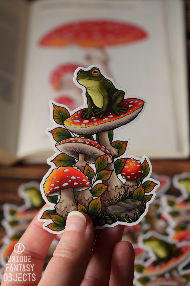 Naklejka z muchomorów z żabą Naklejka z muchomorów z żabą (Unique Fantasy Objects)