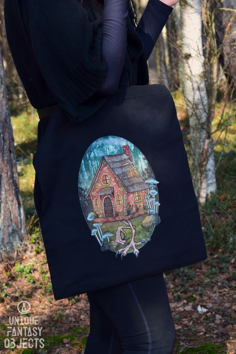 Bawełniana torba z domkiem na kurzej nóżce (Unique Fantasy Objects)