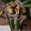 Kolczyki z rzeźbą kurki, liściem i jadeitem (Unique Fantasy Objects)