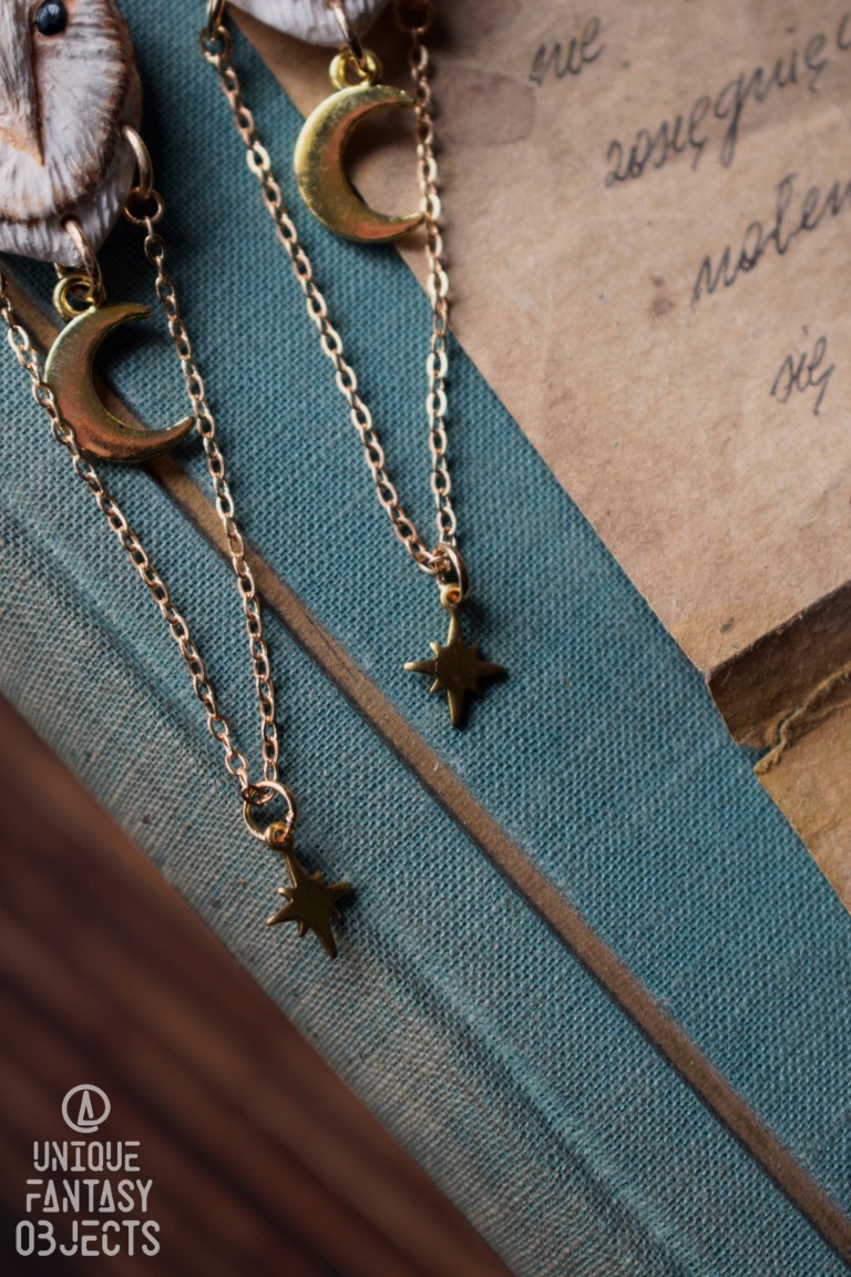 Kolczyki z płomykówką i łańcuszkami Kolczyki z płomykówką i łańcuszkami (Unique Fantasy Objects)