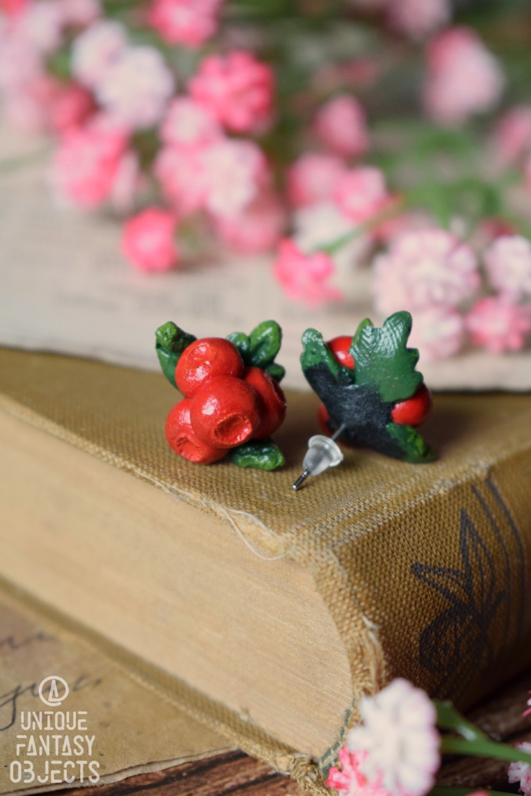 Małe kolczyki z żurawiną błotną Małe kolczyki z żurawiną błotną (Unique Fantasy Objects)