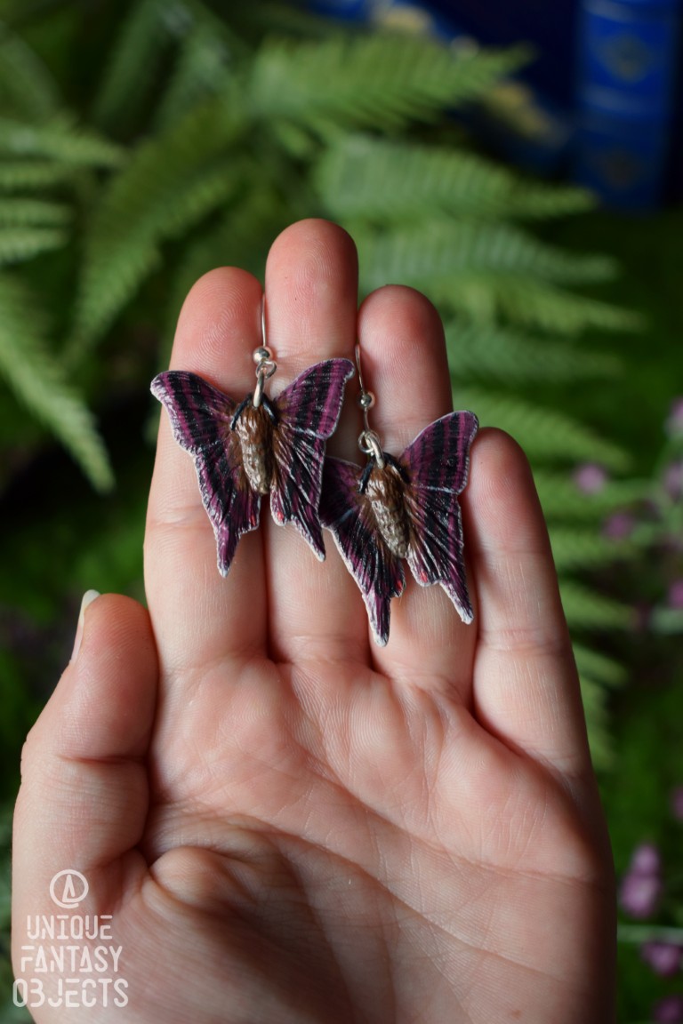 Kolczyki z rzeźbą motyla Marpesia zerynthia Kolczyki z rzeźbą motyla Marpesia zerynthia (Unique Fantasy Objects)